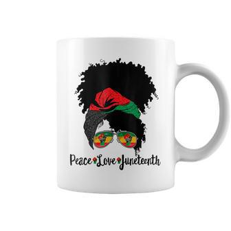 Peace Love Junenth Messy Bun Afro Queen Black Pride Coffee Mug - Thegiftio UK