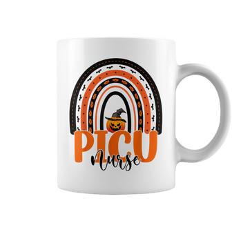 Picu Nurse Rainbow Halloween Pumpkin Pediatric Icu Nursing Coffee Mug - Thegiftio UK