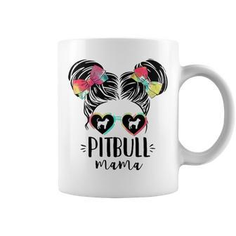 Pitbull Mama Gifts Double Bun Hair Pitbull Terrier Gifts Mom Coffee Mug - Thegiftio UK