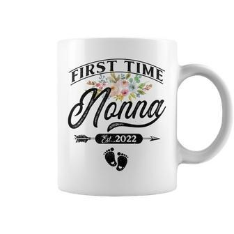 Pregnancy Announcement First Time Nonna Est2022 Floral Coffee Mug - Thegiftio UK