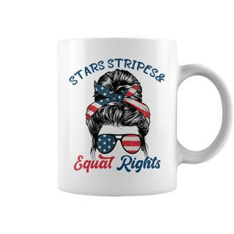 Pro Choice Feminist Stars Stripes Equal Rights Messy Bun Coffee Mug | Seseable CA