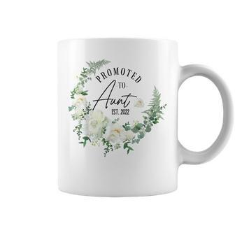 Promoted To Aunt Est 2022 Women Flower First Time Aunt Coffee Mug - Thegiftio UK