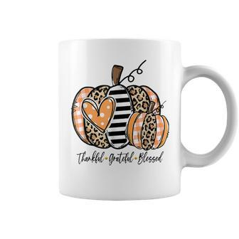 Pumpkin Leopard Thankful Grateful Blessed Women Fall Season V2 Coffee Mug - Seseable