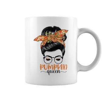 Pumpkin Queen Pumpkin Messy Bun Fall Autumn Thanksgiving Coffee Mug - Thegiftio UK