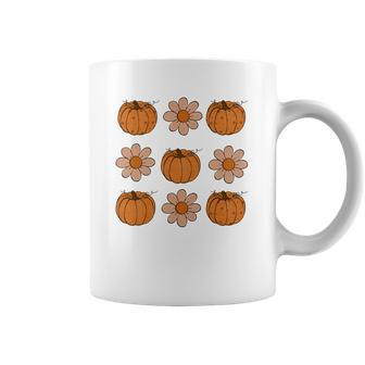 Pumpkins With Flowers Autumn Fall Season Coffee Mug - Seseable