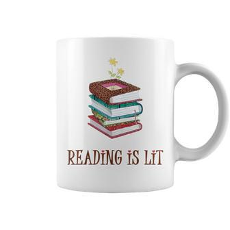 Reading Is Lit Literacy Book Flower Literature Teacher Lover Coffee Mug - Thegiftio UK
