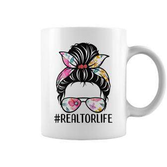 Realtor Life Messy Bun Real Estate Agent Girl Mom Wife Coffee Mug - Thegiftio UK