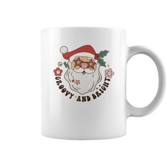 Retro Christmas Groovy And Bright Santa Coffee Mug - Seseable