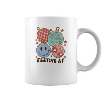 Retro Christmas Merry Bright Smiley Face Coffee Mug - Seseable