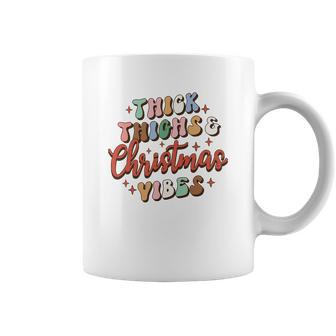 Retro Christmas Thick Thighs And Holiday Vibes Coffee Mug - Seseable