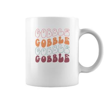 Retro Thanksgiving Gobble Gobble Gobble Coffee Mug - Seseable