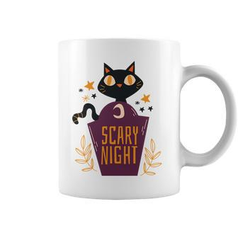 Scary Night Black Cat In Popcorn Bag Coffee Mug - Thegiftio UK