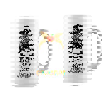 School Guidance Counselor Messy Bun Women Back To School Coffee Mug - Thegiftio UK