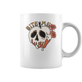 Skeleton Halloween Bite Me Spooky Design Coffee Mug - Seseable