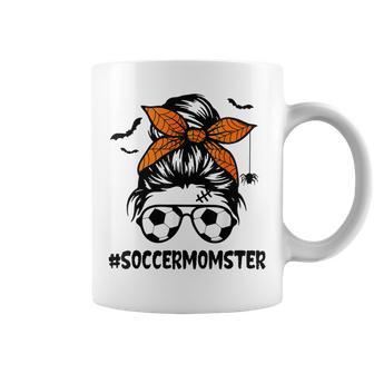 Soccer Momster For Women Halloween Mom Messy Bun Hair Coffee Mug - Seseable