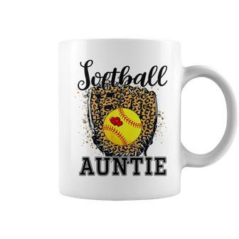Softball Auntie Leopard Game Day Aunt Mother Softball Lover Coffee Mug - Thegiftio UK