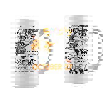 Spooky Mama Born On October 27Th Birthday Bun Hair Halloween Coffee Mug - Seseable
