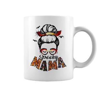Spooky Mama Halloween Messy Bun Witch Mom Women Spooky Coffee Mug - Seseable