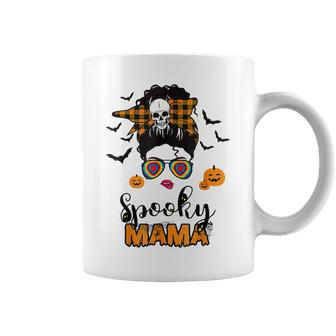 Spooky Mama Messy Bun For Halloween Messy Bun Mom Monster V2 Coffee Mug - Seseable