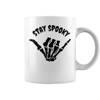 Stay-Spooky Skeleton Creepy Funny Halloween Skull Hand Coffee Mug - Seseable