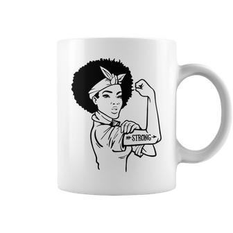 Strong Woman Rosie - Strong - Afro Woman Black Design Coffee Mug - Seseable