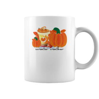 Sweater Weather Pumpkin Pie Fall Season Coffee Mug - Seseable
