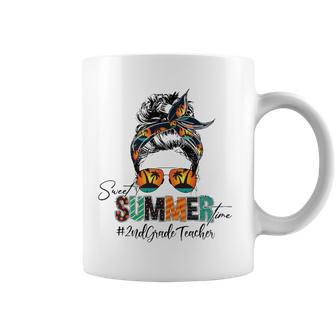 Sweet Summer Time 2Nd Grade Teacher Messy Bun Beach Vibes Coffee Mug
