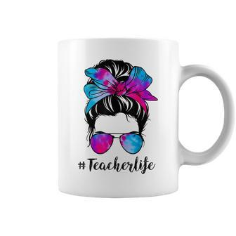 Teacher Life Messy Hair Bun Tie Dye Women Mothers Day Funny Coffee Mug - Thegiftio UK