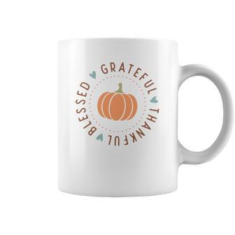 Thanksgiving Grateful Thankful Blessed V2 Coffee Mug - Seseable