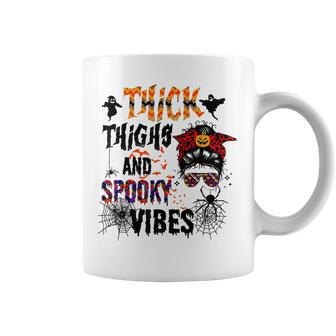 Thick Thighs And Spooky Vibes Funny Halloween Costume Women Coffee Mug - Thegiftio UK