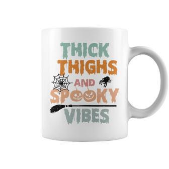 Thick Thighs And Spooky Vibes Happy Halloween Spooky Season Coffee Mug - Thegiftio