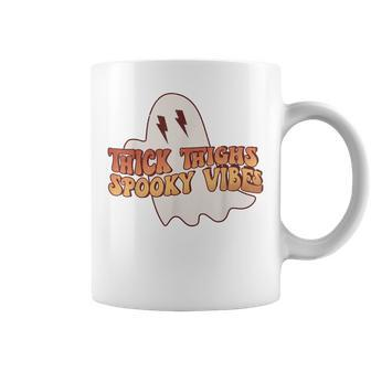 Thick Thighs Spooky Vibes Funny Happy Halloween Spooky Coffee Mug - Seseable