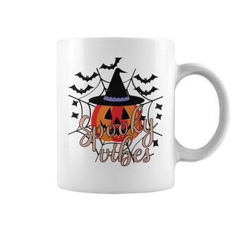 Thick Thights And Spooky Vibes Halloween Pumpkin Ghost Coffee Mug - Seseable