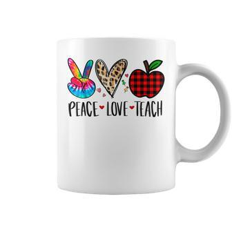 Tie Dye Peace Love Teach 100Th Day Of School Teacher Leopard Coffee Mug - Thegiftio UK