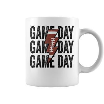 Vintage Game Day Football Lightning Bolt Funny Team Sport V2 Coffee Mug - Thegiftio UK