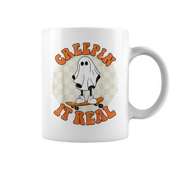 Vintage Ghost Fall Season Retro Halloween Creeping It Real Coffee Mug - Thegiftio UK