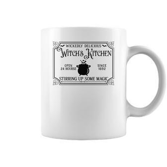 Vintage Halloween Sign Wickedly Delicious Witch Kitchen Coffee Mug - Seseable