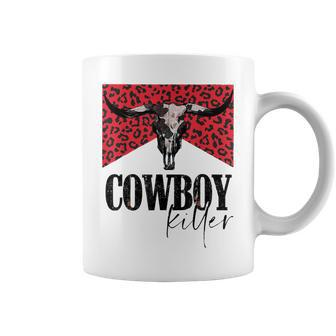 Western Cowgirl Leopard Punchy Cowboy Killers Bull Horn Coffee Mug - Thegiftio UK