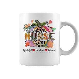 Womens Grateful Thankful Blessed Pumpkin Leopard Med Surg Nurse Coffee Mug - Seseable