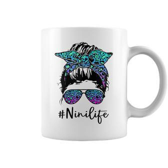 Womens Nini Life Leopard Tie Dye Messy Bun Mothers Day Women Coffee Mug - Thegiftio UK