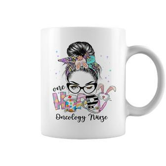 Womens One Hoppy Oncology Nurse Messy Bun Easter Matching Coffee Mug - Thegiftio UK