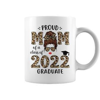Womens Proud Mom Of A Class Of 2022 Graduate Leopard Messy Bun Coffee Mug - Thegiftio UK