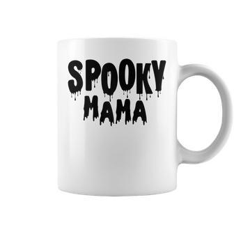 Womens Spooky Mama Mom Fun Scary Pumpkin Halloween Costume Boo Fall Coffee Mug - Seseable