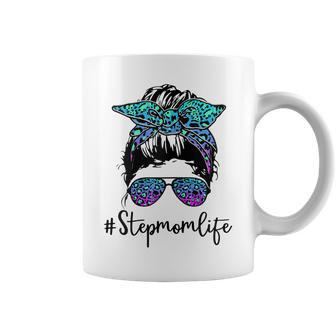 Womens Stepmom Life Leopard Tie Dye Messy Bun Mothers Day Women Coffee Mug - Thegiftio UK