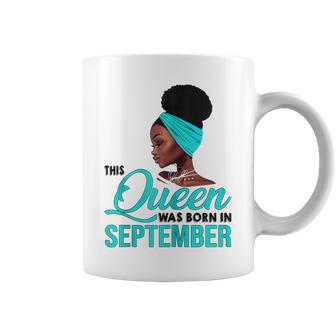 Womens This Queen Was Born In September Birthday For Black Coffee Mug - Thegiftio UK