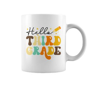 Groovy Hello Third Grade Vibes Retro Teachers Back To School Graphic Design Printed Casual Daily Basic Coffee Mug - Thegiftio UK