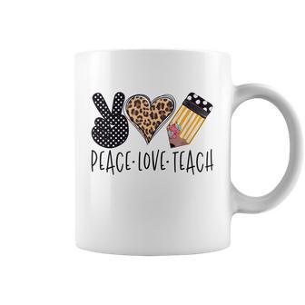 Peace Love Teach Back To School Teacher Coffee Mug - Monsterry