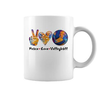 Peace Love Volleyball Sport Player Lover Team Girls Gift Graphic Design Printed Casual Daily Basic Coffee Mug