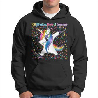 100 Magical Days Of Learning Dabbing Unicorn Graphic Design Printed Casual Daily Basic Hoodie