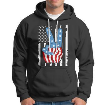 4Th Of July Peace Hand American Flag Hoodie - Monsterry AU